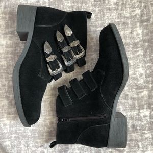 Rampage Black Ankle Buckle style Low Heel Boots